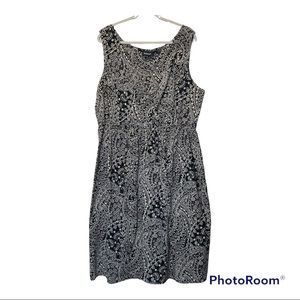 Avenue Faux Wrap Smocked A-Line Midi Dress Plus Size 22 / 24 Black